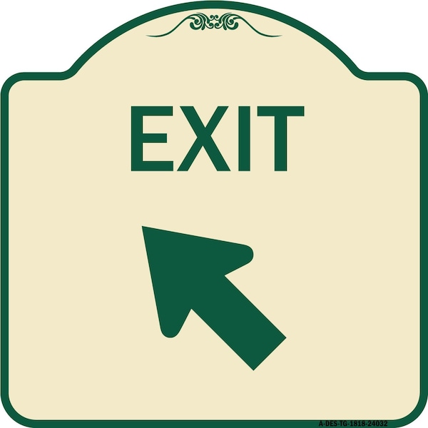Exit Exit with Left Arrow Heavy-Gauge Aluminum Architectural Sign, 18" H, 18" L, TG-1818-24032